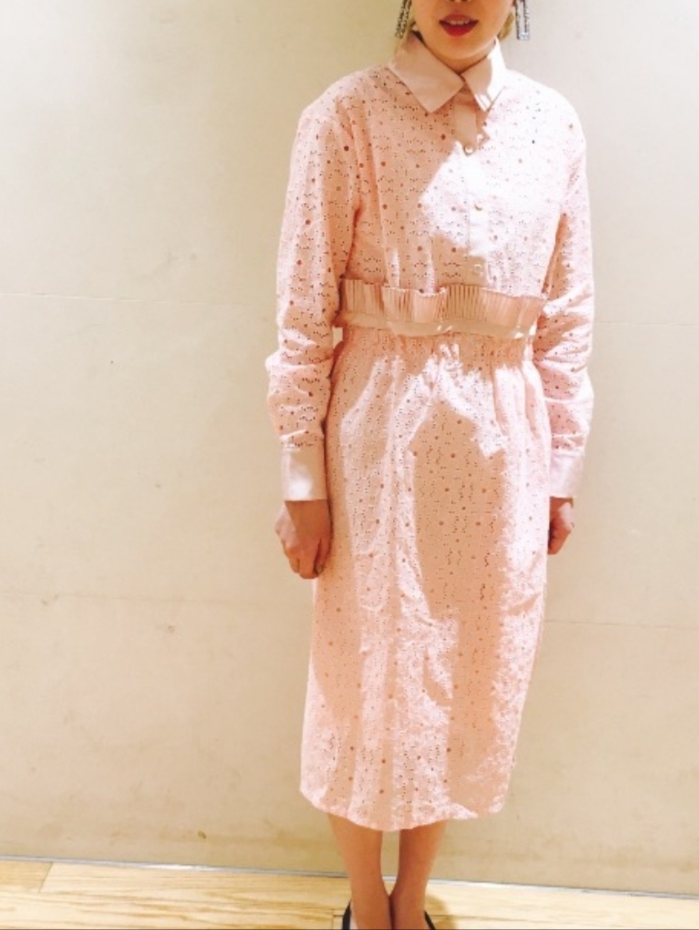 Sister Jane Pink Flower Eyelet Midi Shirt Dress Size Medium